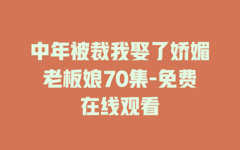 中年被裁我娶了娇媚老板娘70集-免费在线观看