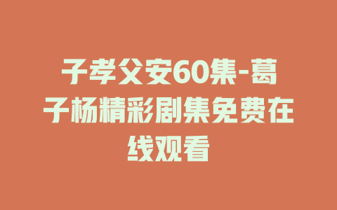 子孝父安60集-葛子杨精彩剧集免费在线观看