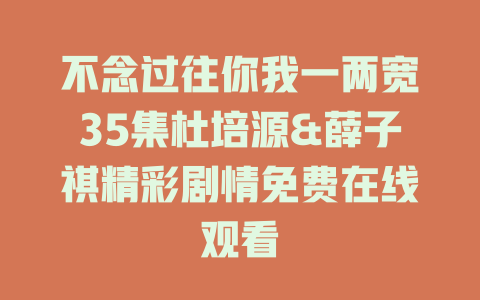 不念过往你我一两宽35集杜培源&薛子祺精彩剧情免费在线观看