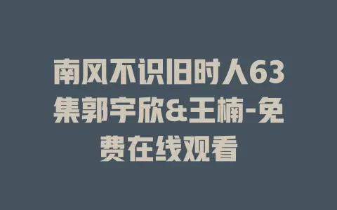 南风不识旧时人63集郭宇欣&王楠-免费在线观看