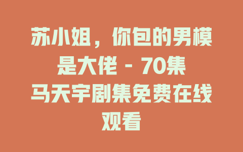 苏小姐，你包的男模是大佬 - 70集马天宇剧集免费在线观看