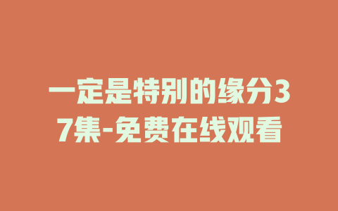 一定是特别的缘分37集-免费在线观看