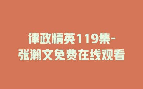 律政精英119集-张瀚文免费在线观看