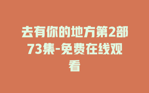 去有你的地方第2部73集-免费在线观看