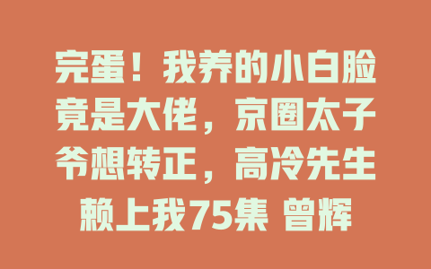 完蛋！我养的小白脸竟是大佬，京圈太子爷想转正，高冷先生赖上我75集 曾辉&韩雨彤免费在线观看