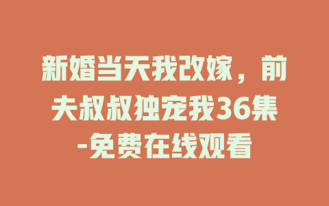 新婚当天我改嫁，前夫叔叔独宠我36集-免费在线观看