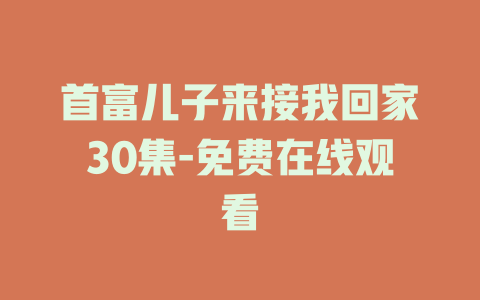 首富儿子来接我回家30集-免费在线观看