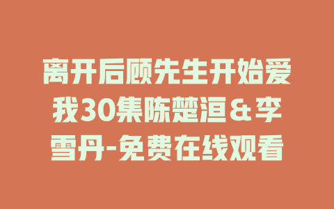 离开后顾先生开始爱我30集陈楚洹＆李雪丹-免费在线观看