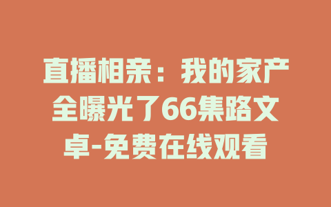直播相亲：我的家产全曝光了66集路文卓-免费在线观看