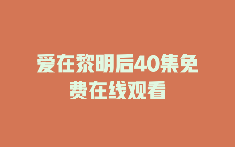爱在黎明后40集免费在线观看