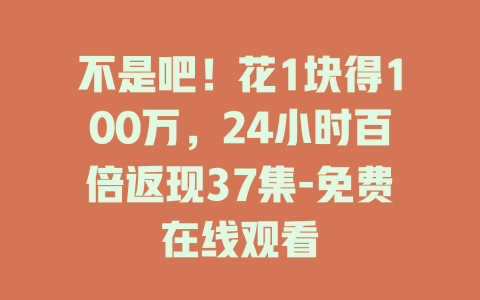 不是吧！花1块得100万，24小时百倍返现37集-免费在线观看