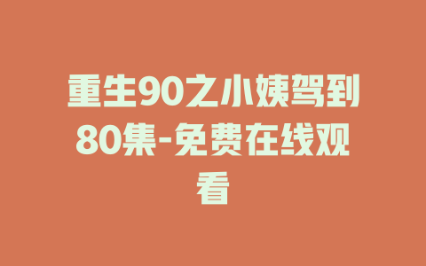 重生90之小姨驾到80集-免费在线观看