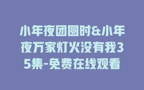 小年夜团圆时&小年夜万家灯火没有我35集-免费在线观看