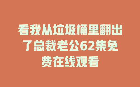 看我从垃圾桶里翻出了总裁老公62集免费在线观看