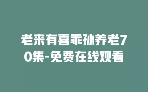 老来有喜乖孙养老70集-免费在线观看