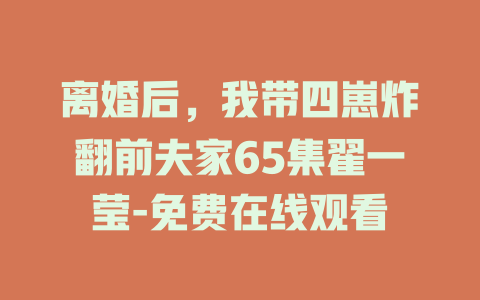 离婚后，我带四崽炸翻前夫家65集翟一莹-免费在线观看