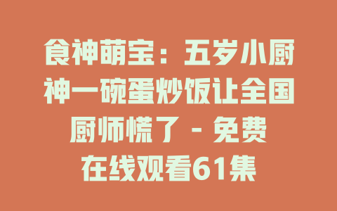 食神萌宝：五岁小厨神一碗蛋炒饭让全国厨师慌了 - 免费在线观看61集