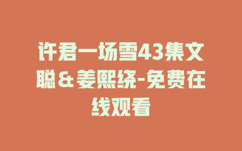 许君一场雪43集文聪＆姜熙绕-免费在线观看