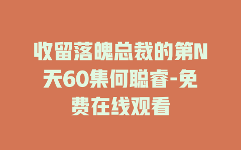 收留落魄总裁的第N天60集何聪睿-免费在线观看