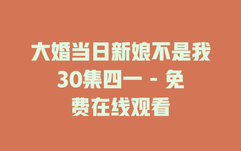 大婚当日新娘不是我30集四一 - 免费在线观看
