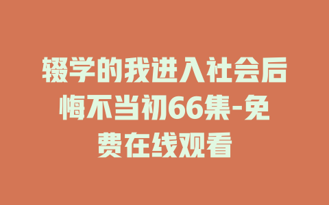 辍学的我进入社会后悔不当初66集-免费在线观看