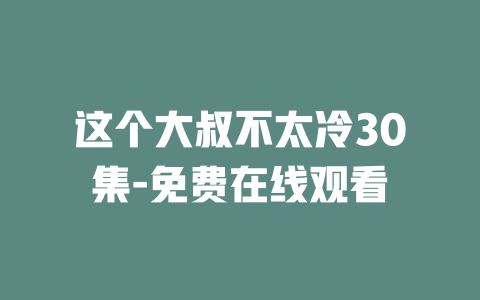 这个大叔不太冷30集-免费在线观看