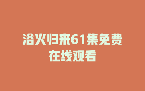 浴火归来61集免费在线观看