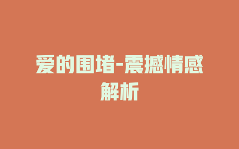 爱的围堵-震撼情感解析