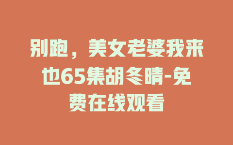 别跑，美女老婆我来也65集胡冬晴-免费在线观看