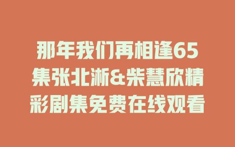 那年我们再相逢65集张北淅&柴慧欣精彩剧集免费在线观看