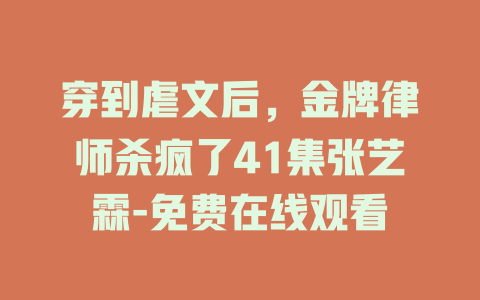 穿到虐文后，金牌律师杀疯了41集张艺霖-免费在线观看