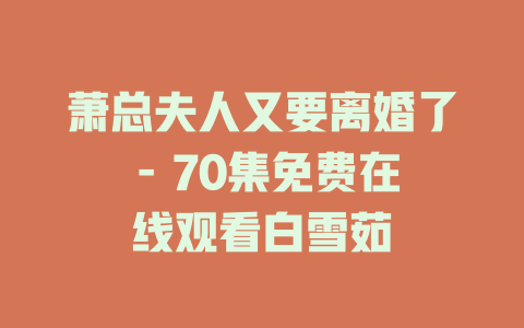 萧总夫人又要离婚了 - 70集免费在线观看白雪茹