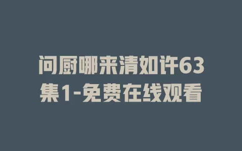问厨哪来清如许63集1-免费在线观看