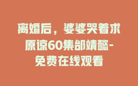 离婚后，婆婆哭着求原谅60集邰靖懿-免费在线观看