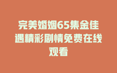 完美婚姻65集金佳遇精彩剧情免费在线观看