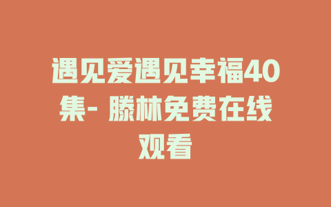 遇见爱遇见幸福40集- 滕林免费在线观看