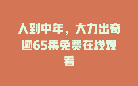 人到中年，大力出奇迹65集免费在线观看
