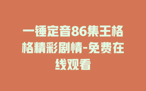 一锤定音86集王格格精彩剧情-免费在线观看
