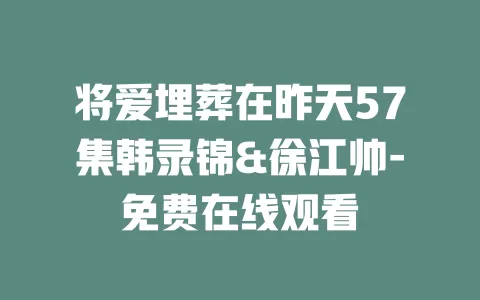 将爱埋葬在昨天57集韩录锦&徐江帅-免费在线观看