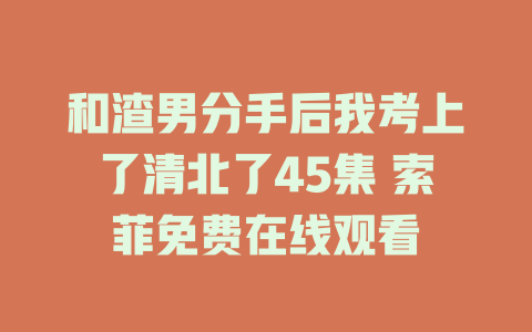 和渣男分手后我考上了清北了45集 索菲免费在线观看