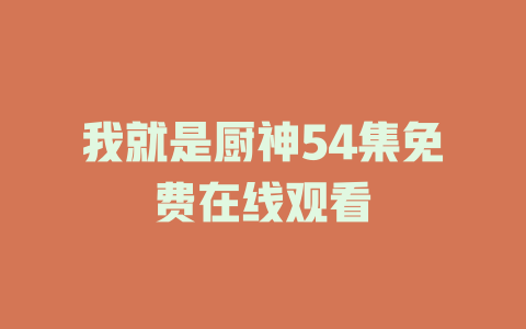 我就是厨神54集免费在线观看