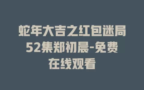 蛇年大吉之红包迷局52集郑初晨-免费在线观看