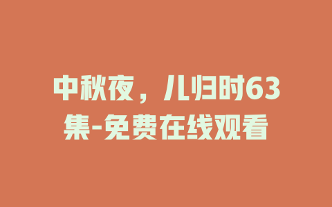 中秋夜，儿归时63集-免费在线观看