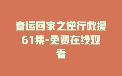 春运回家之逆行救援61集-免费在线观看