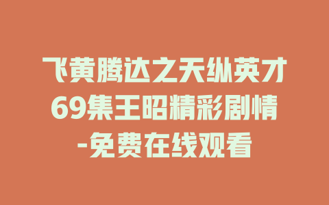 飞黄腾达之天纵英才69集王昭精彩剧情-免费在线观看