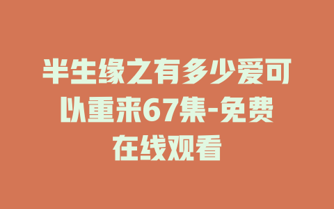 半生缘之有多少爱可以重来67集-免费在线观看