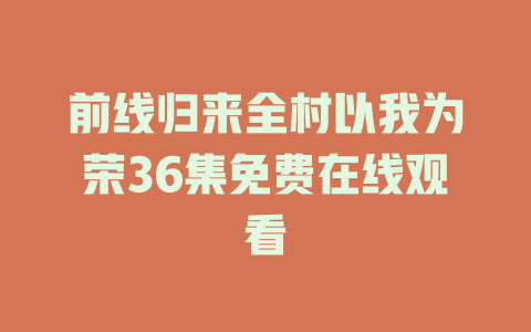 前线归来全村以我为荣36集免费在线观看