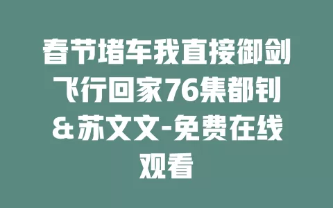 春节堵车我直接御剑飞行回家76集都钊＆苏文文-免费在线观看