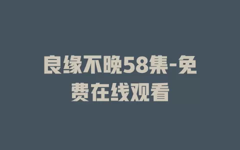 良缘不晚58集-免费在线观看