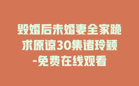 毁婚后未婚妻全家跪求原谅30集诸玲颖-免费在线观看